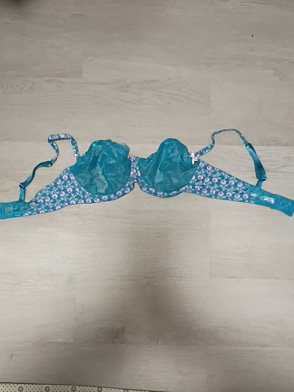 Adore Me Teal Floral Underwire Bra